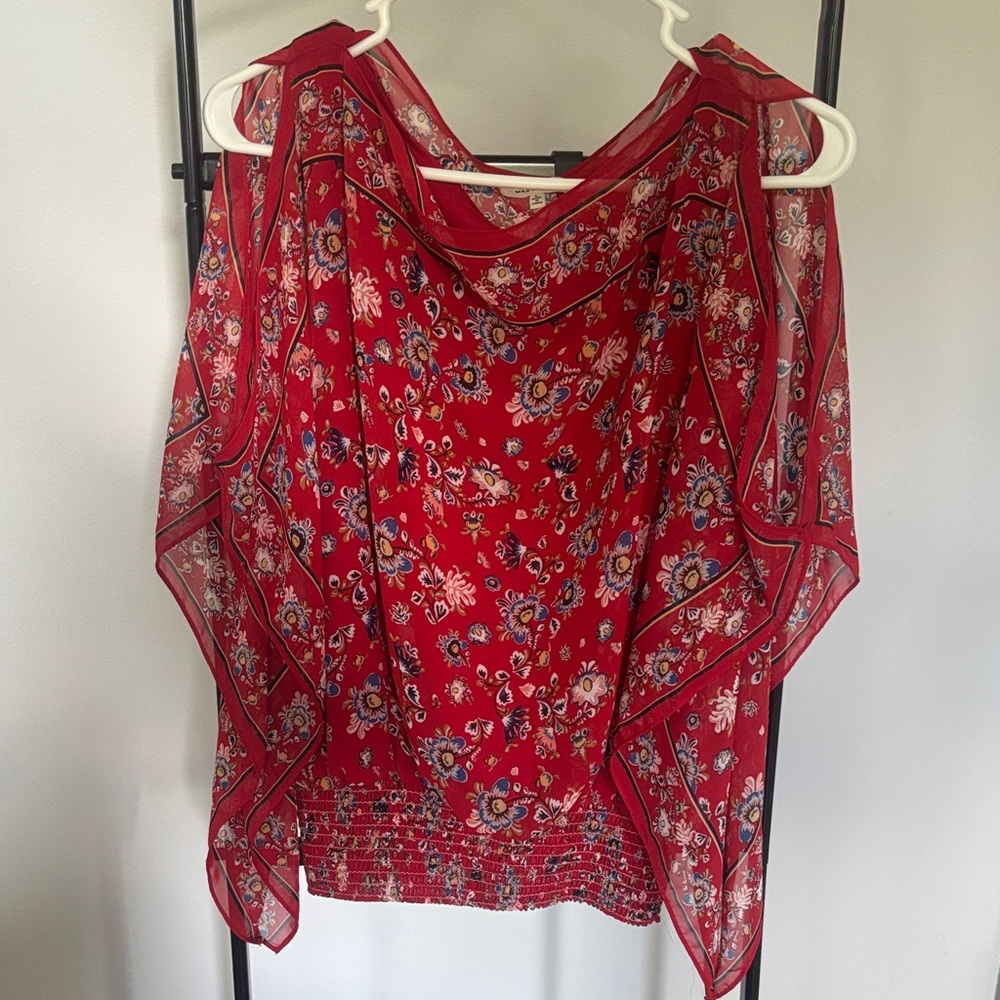 Max Studio Red Floral Blouse